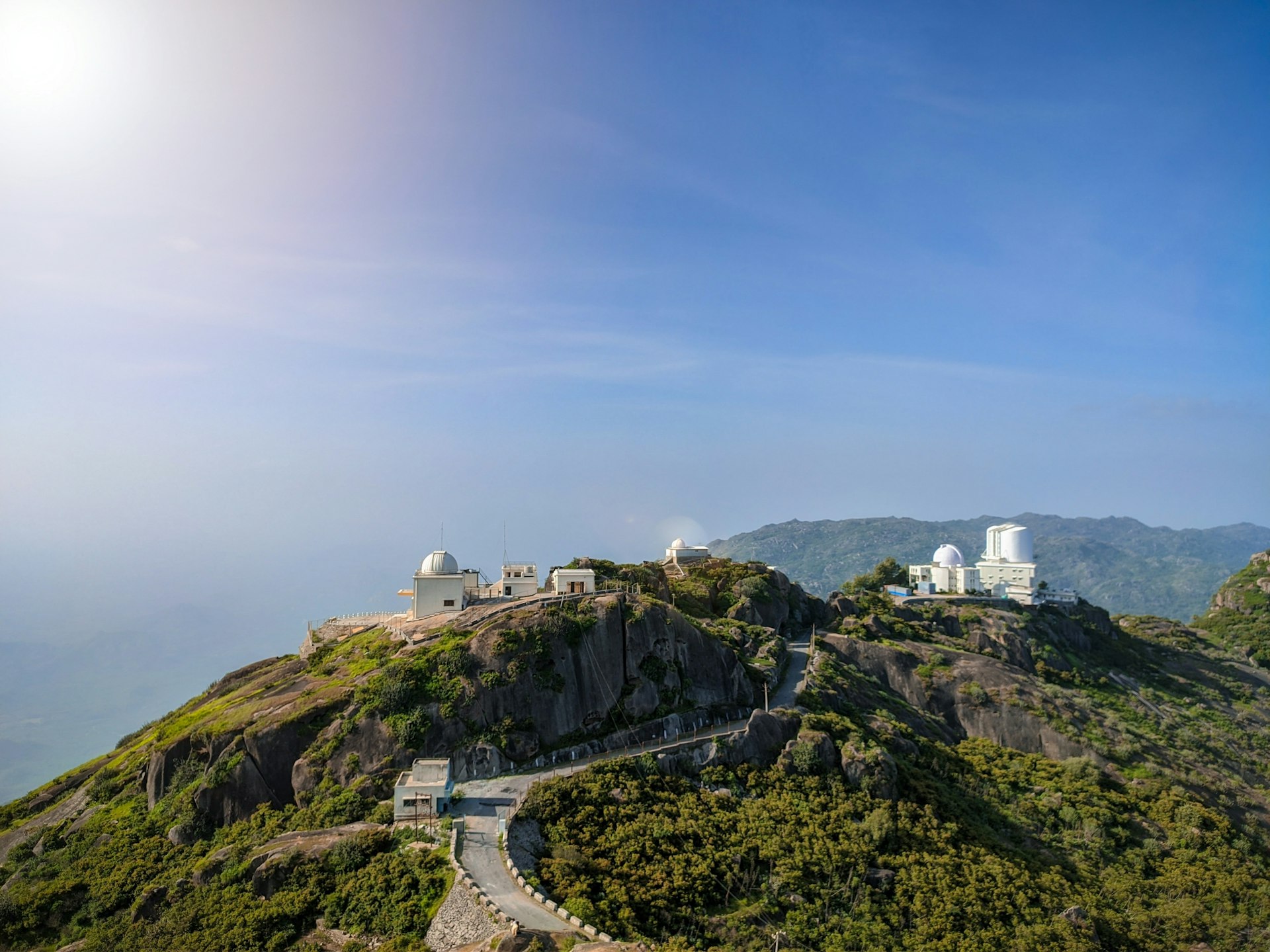 a view of a mountain with a observatory on top of it